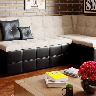 Кухонный уголок "Домино" коричнево-кремовый